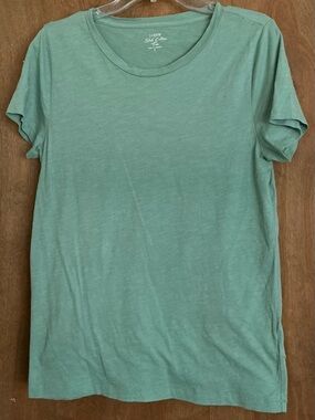 J.CREW WOMENS SLUB TEE 100% COTTON CREW NECK GREEN SIZE L